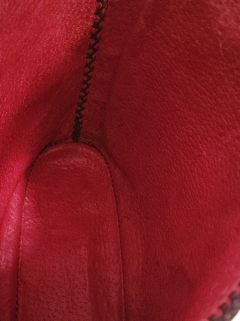 Vintage Leather Handbag Tote With Red Leather Interior and Topstitching - Picture 11 of 11